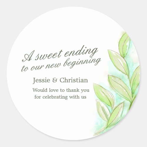 Spring leaves watercolor wedding candy stickers