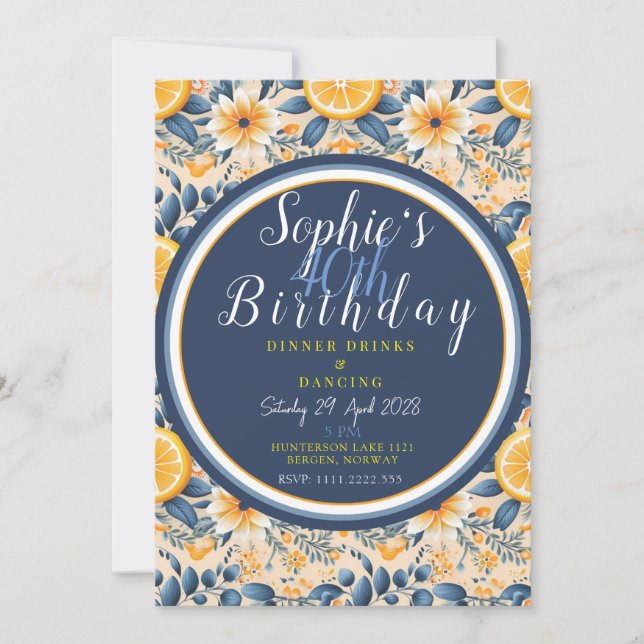 Spring  Lemon And  Wildflower Invitation (Front)