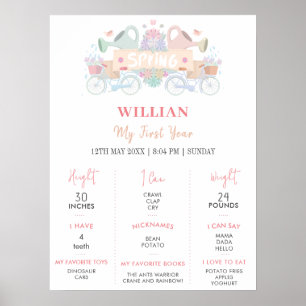 Spring Light Color 1st Year Birthday Milestone Poster