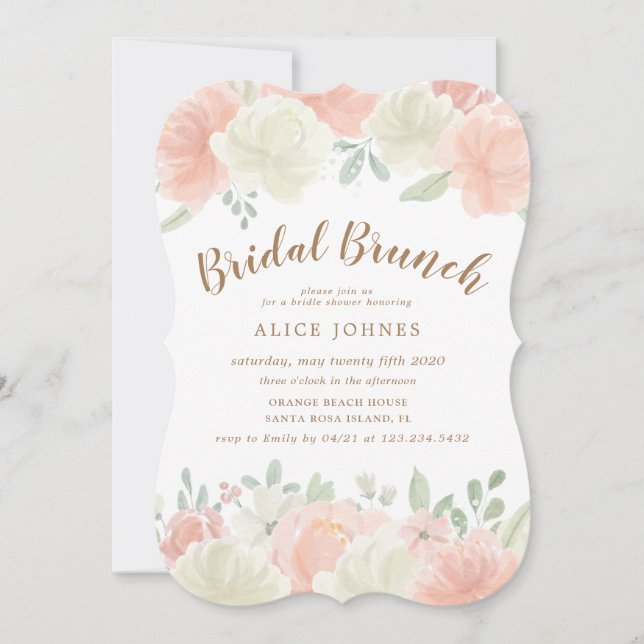 spring light floral bridal brunch invitation (Front)