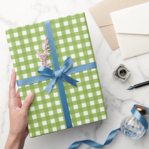 Spring light green gingham wrapping paper