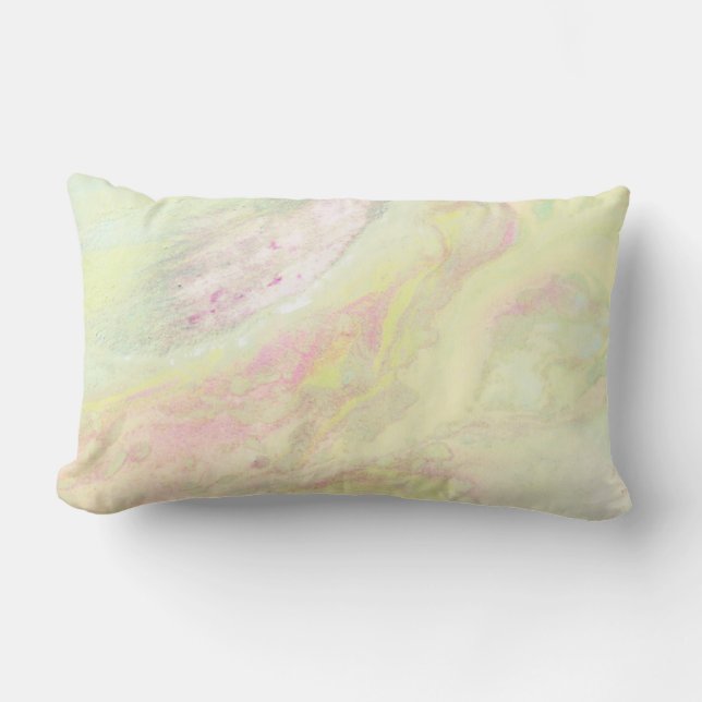 *~* Spring Lightness Abstract Marble Iridescent Lumbar Pillow (Front)