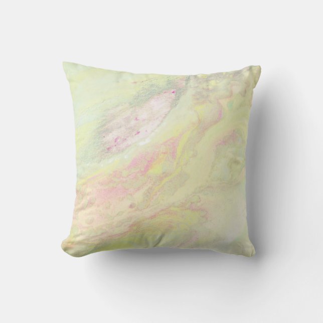 *~* Spring Lightness Abstract Marble Iridescent Throw Pillow (Front)