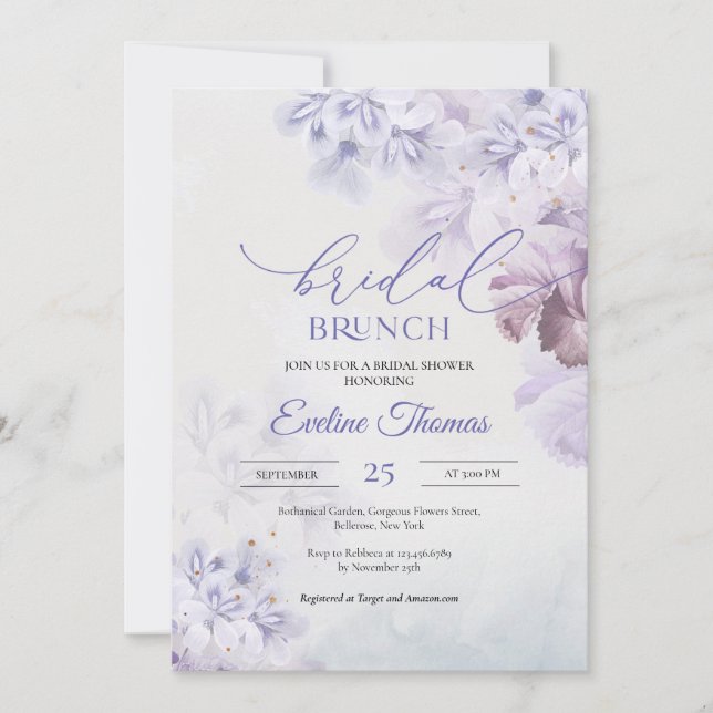 Spring lilac dusty purple bluen pink Bridal brunch Invitation (Front)