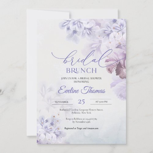 Spring lilac dusty purple bluen pink Bridal brunch Invitation