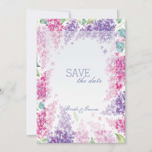 Spring Lilac Flower Blossom-Floral  SAVE the Date (Front)