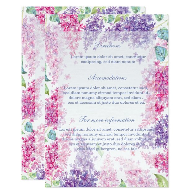 Spring Lilac Flower Blossom-Floral Wedding Invitation