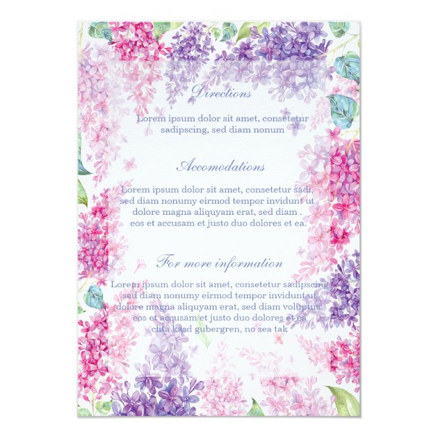 Spring Lilac Flower Blossom-Floral Wedding Invitation