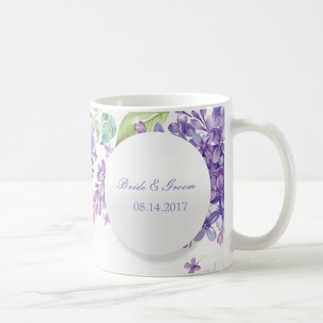 Spring Lilac Flower Blossom-Floral Wedding Coffee Mug (Right)