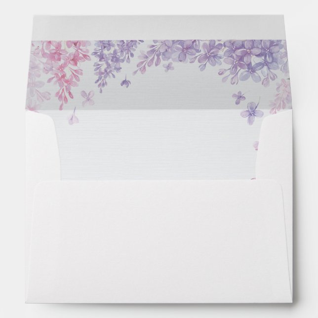 Spring Lilac Flower Blossom-Floral Wedding Envelope (Back (Bottom))