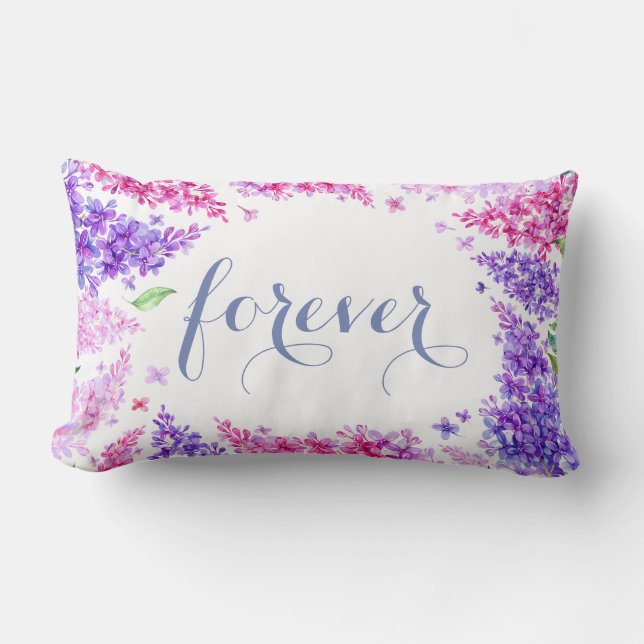 Spring Lilac Flower Blossom-Floral Wedding Forever Lumbar Pillow (Front)