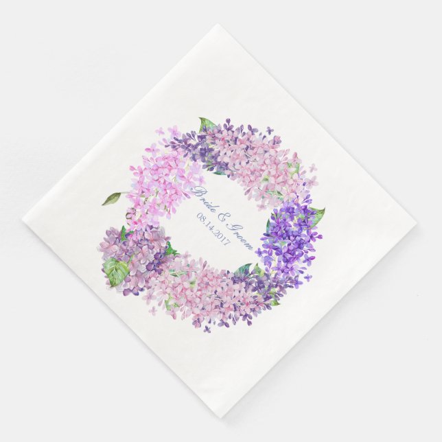 Spring Lilac Flower Blossom-Floral Wedding Paper Dinner Napkins (Corner)