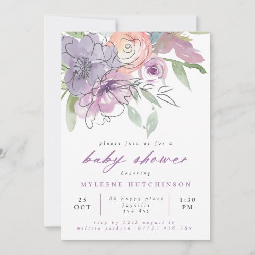 Spring Lilac Flowers Baby Shower Invitation