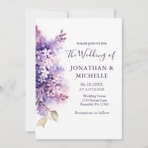 Spring Lilac Flowers Christian Bible Wedding Invitation