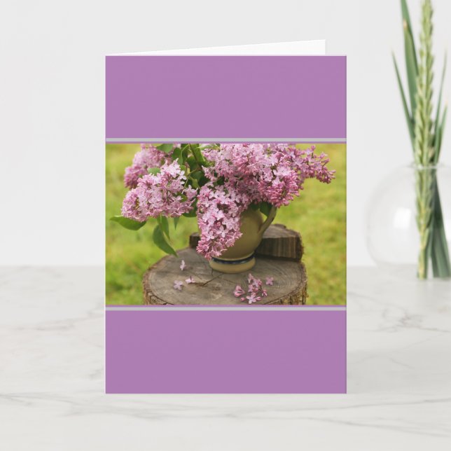 Spring Lilac Folded Blank Greeting Card (Front)