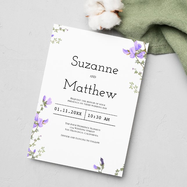 Spring lilac green wildflower boho garden wedding  invitation (Spring lilac green wildflower boho garden wedding )
