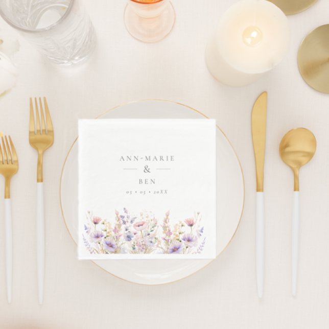 Spring Lilac Wildflowers Wedding Napkins (Creator Uploaded)