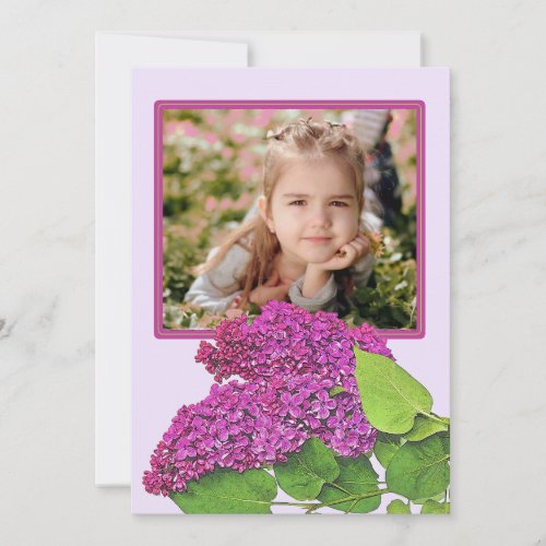 Spring Lilacs Photo Frame Happy Easter Holiday Card