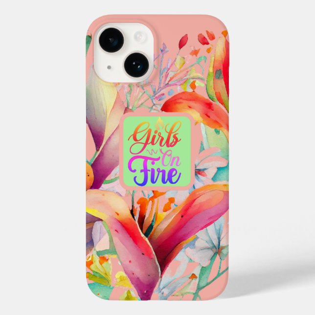 Spring Lily Blossom Girls on Fire Quote Case-Mate iPhone Case (Back)