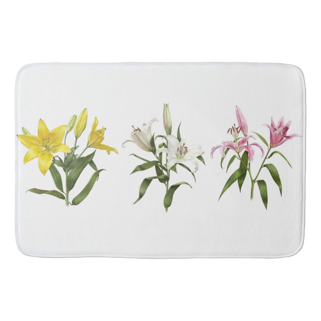 Spring Lily Flower Garden Bath Mat (Front)