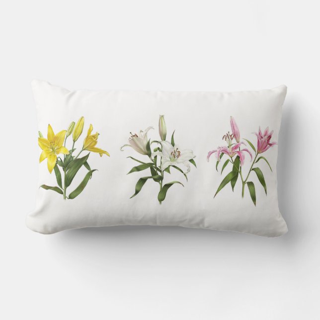 Spring Lily Garden Lumbar Pillow (Front)