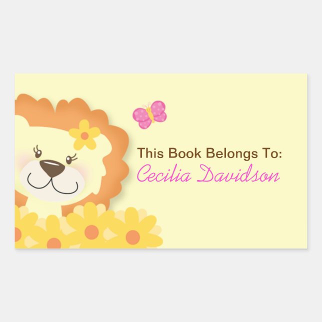 Spring Lion (Yellow) Book Plate Sticker (Front)