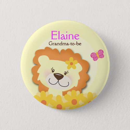 Spring Lion Yellow NAME TAG Custom Button