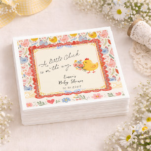 Spring Little Chick Floral Girl Baby Shower Napkins