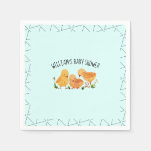 Spring Little Chicken Floral Baby Shower Napkins