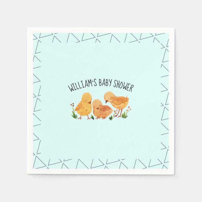 Spring Little Chicken Floral Baby Shower Napkins (Front)