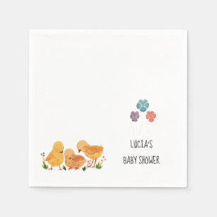 Spring Little Chicken Floral Baby Shower Napkins