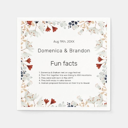 Spring Little Flowers Wedding Fun Facts  Napkins