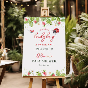 Spring Little Ladybug Girl Baby Shower Welcome Foam Board