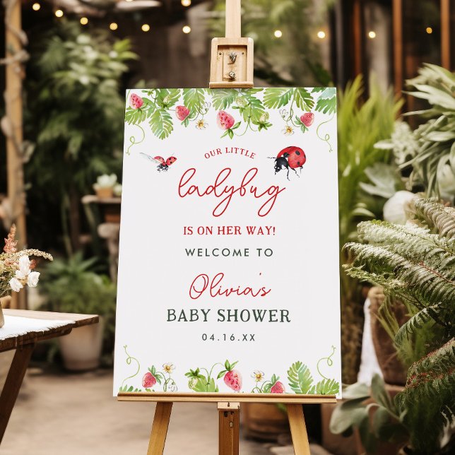 Spring Little Ladybug Girl Baby Shower Welcome Foam Board (Creator Uploaded)