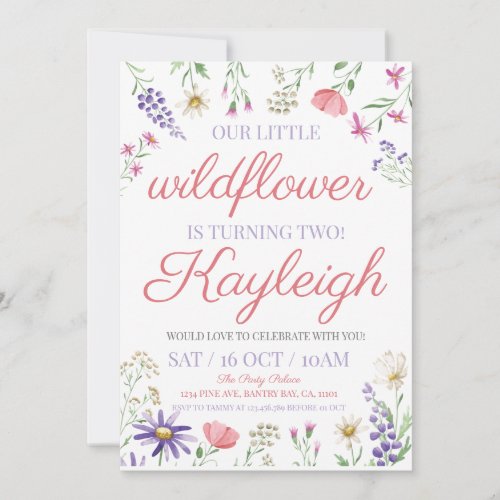 Spring Little Wildflower Birthday Invitation