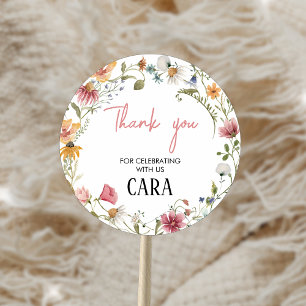 Spring Little Wildflower Birthday Party Classic Round Sticker