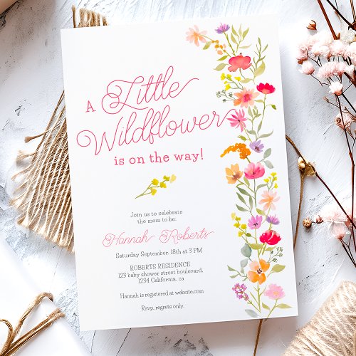 Spring Little wildflower floral baby shower Invitation