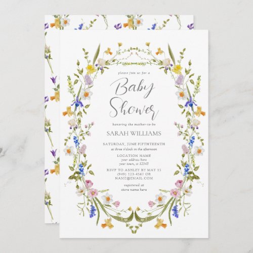 Spring Little Wildflower Girl Baby Shower Invitation