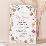 Spring Little Wildflower Girl Baby Shower Invitation