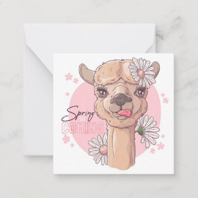Spring Llama Note Card (Front)