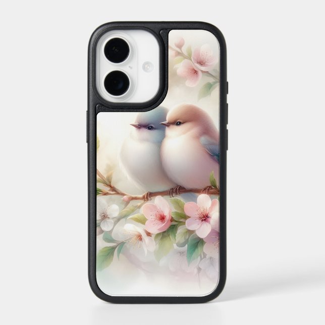 Spring Love Birds Cherry Blossom Floral Otterbox iPhone Case (Back)
