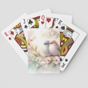 Spring Love Birds Cherry Blossom Floral Poker Cards