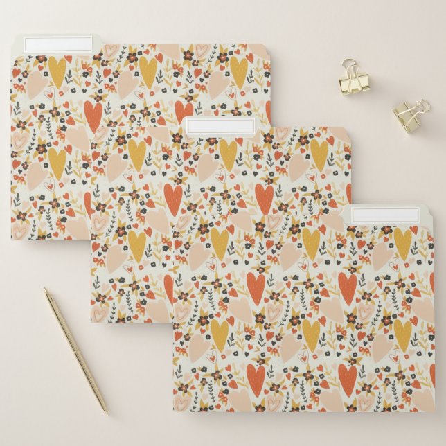 Spring Love Heart Floral Garden File Folder (Set)