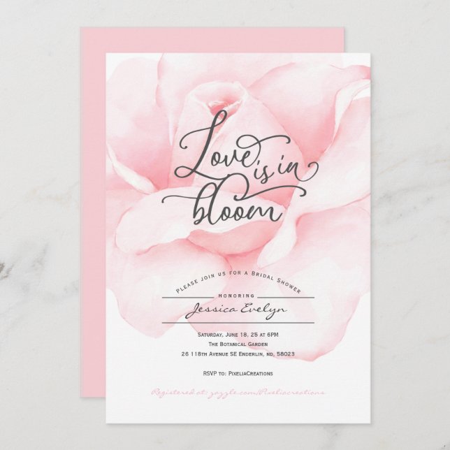Spring love in bloom, bridal shower invitation (Front/Back)