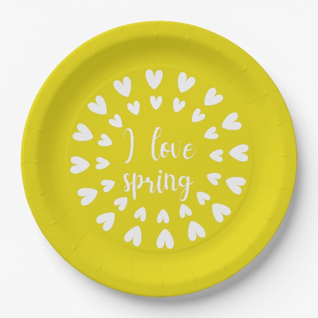Spring Love, Little Hearts Paper Plates (Front)