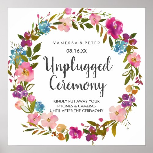 Spring Lush Floral Unplugged Wedding Ceremony Sign