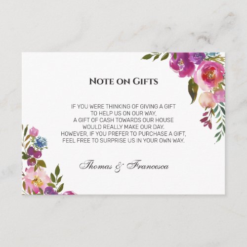 Spring Lush Floral Wedding Gift Guide Card