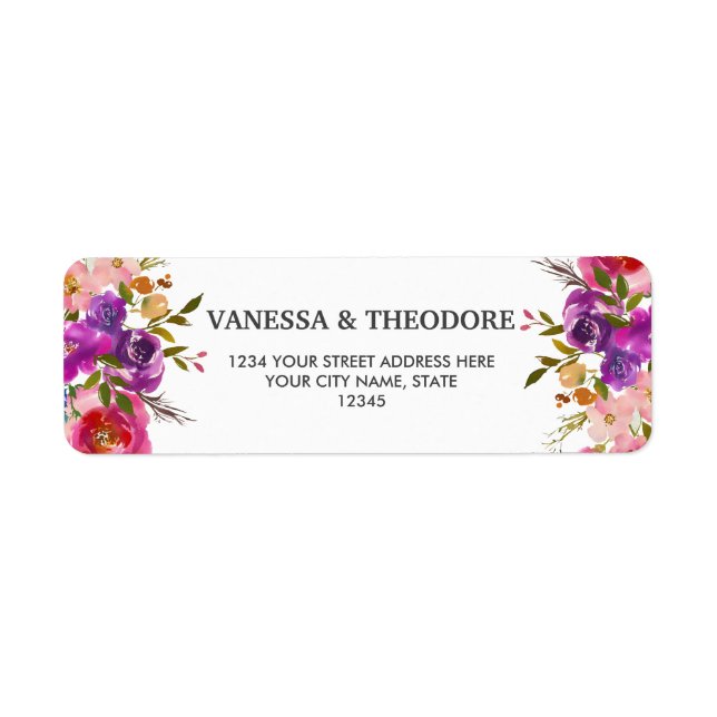 Spring Lush | Flowers and foliage  Floral Wedding Label (Front)