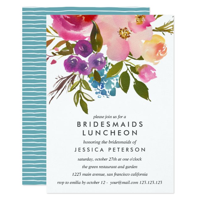 Spring Lush Flowers Bridesmaids Luncheon Wedding Invitation