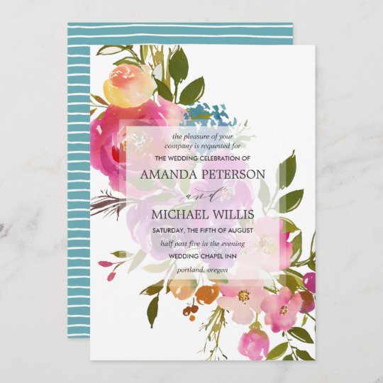 Spring Lush | Modern botanical pink flower wedding Invitation | Zazzle.com